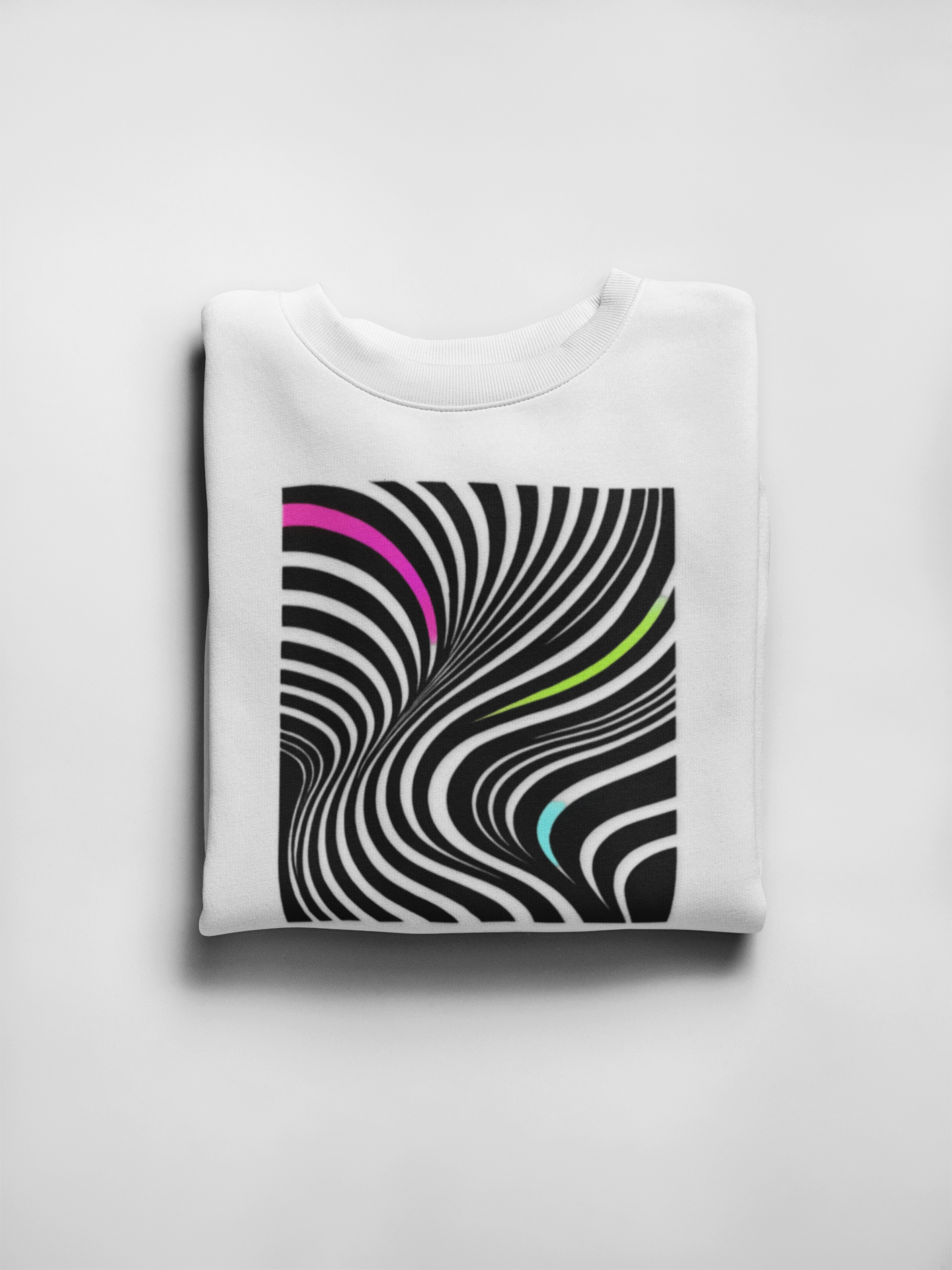 Striped Crewneck Sweatshirt - Modern Luxury Black-and-White Neon Design