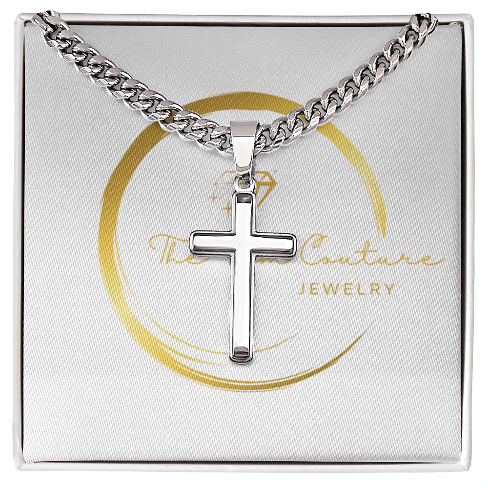 Cuban Link Necklace with Engravable Cross