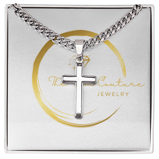 Cuban Link Necklace with Engravable Cross