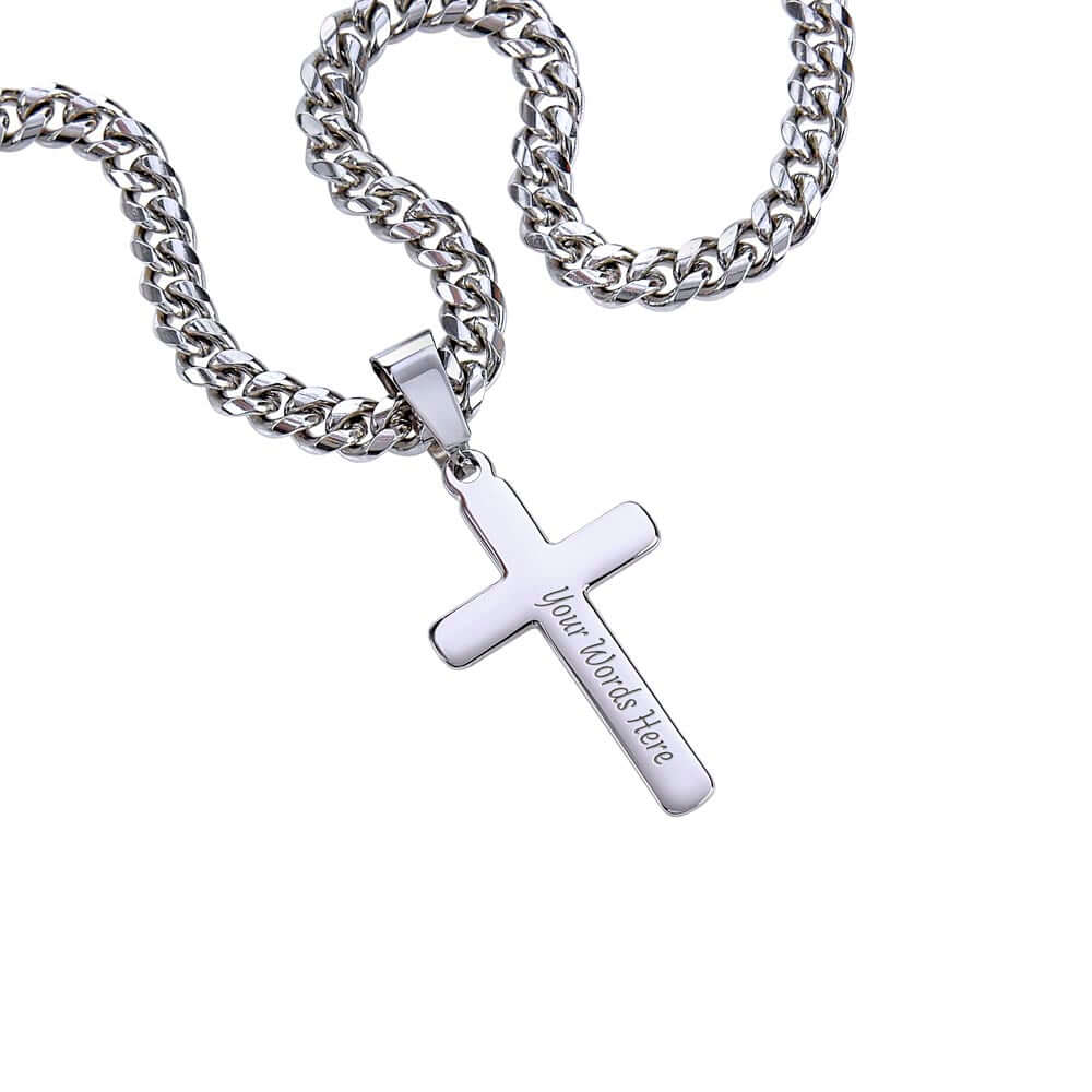 Cuban Link Necklace with Engravable Cross