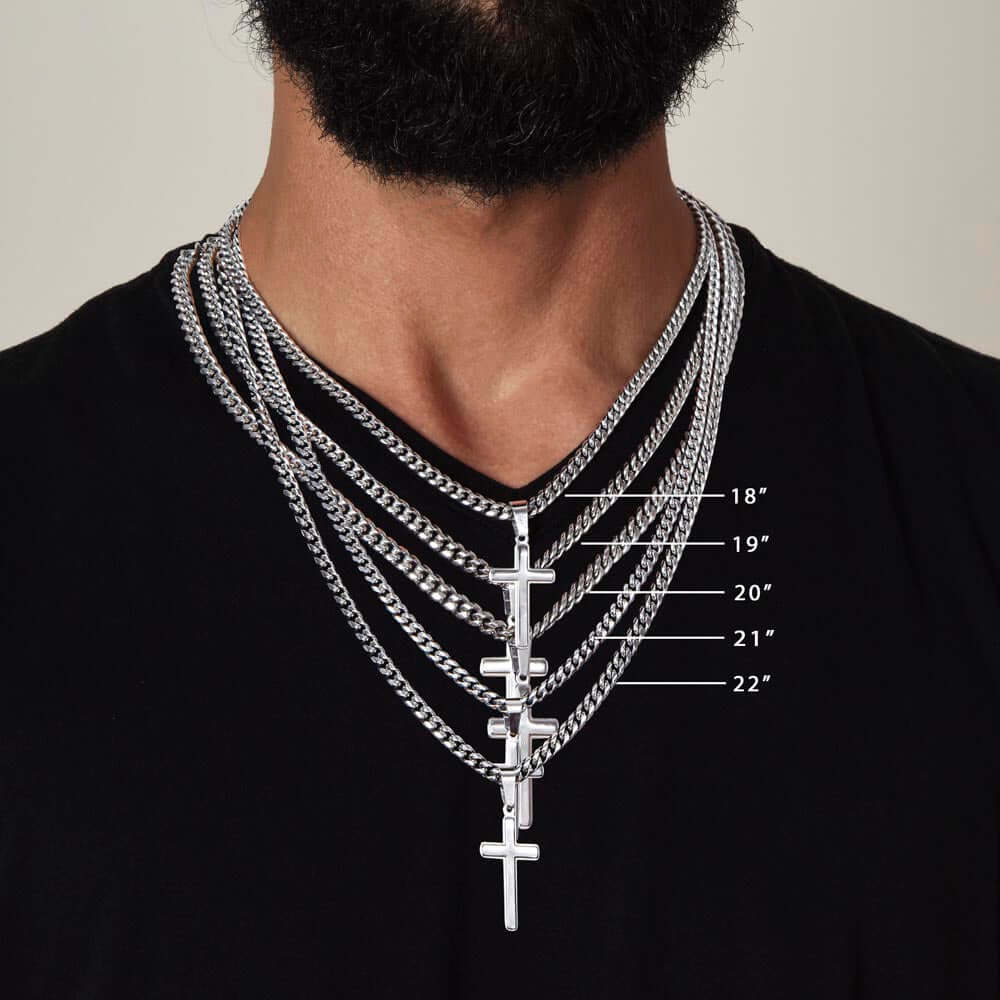 Cuban Link Necklace with Engravable Cross