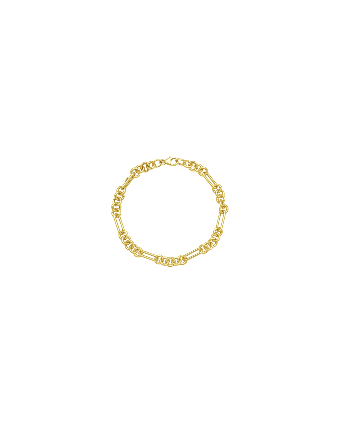 14K Yellow Gold Five And One Paperclip Link Chain Bracelet