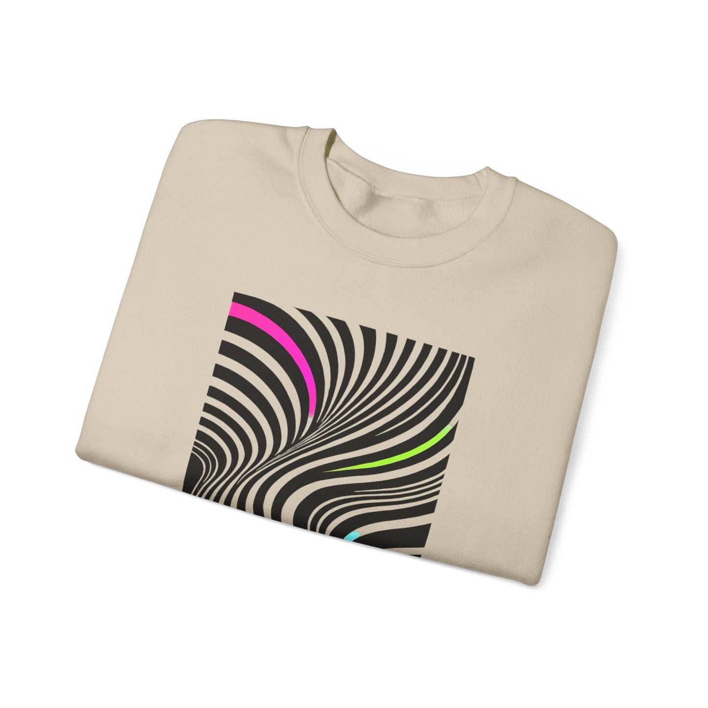 Striped Crewneck Sweatshirt - Modern Luxury Black-and-White Neon Design