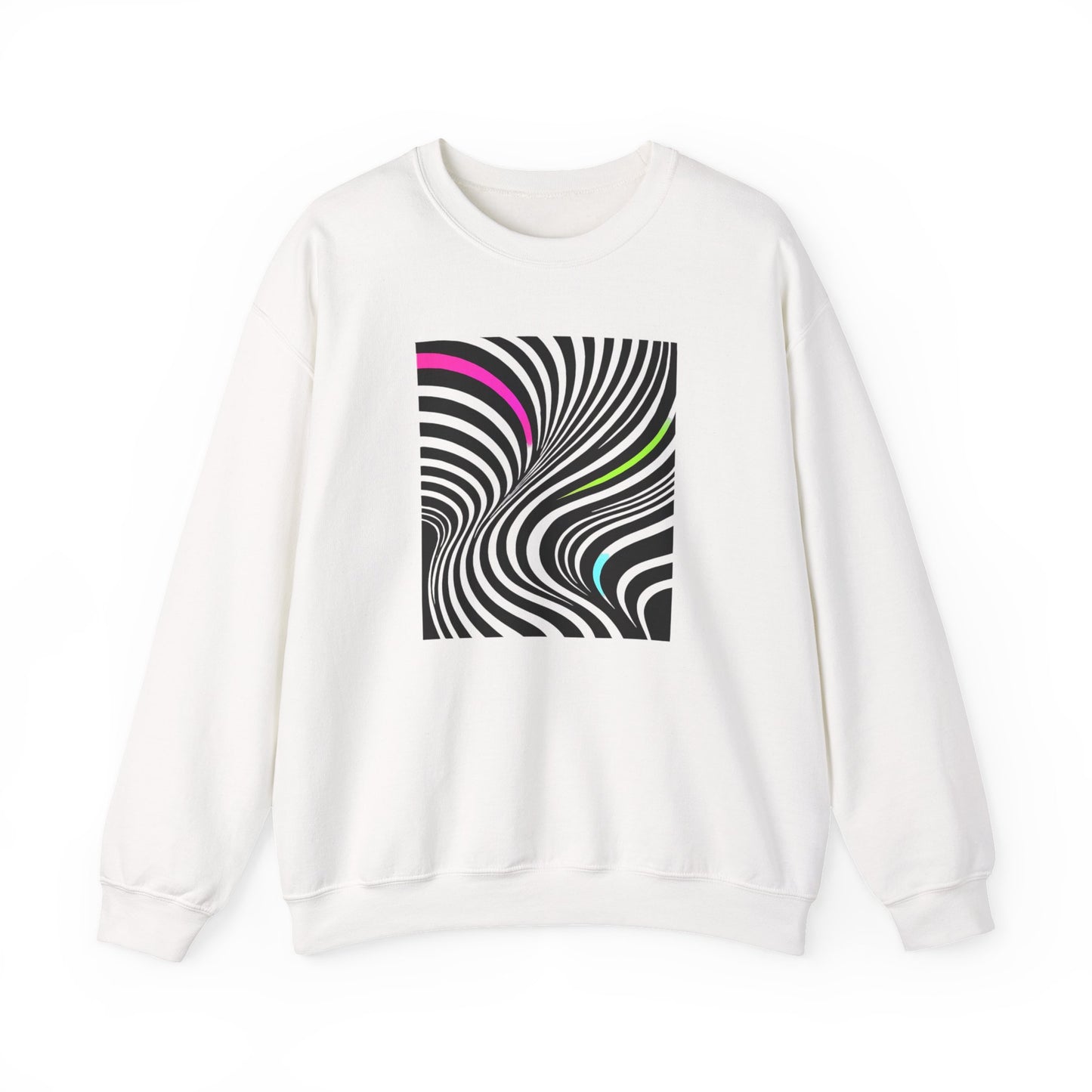 Striped Crewneck Sweatshirt - Modern Luxury Black-and-White Neon Design