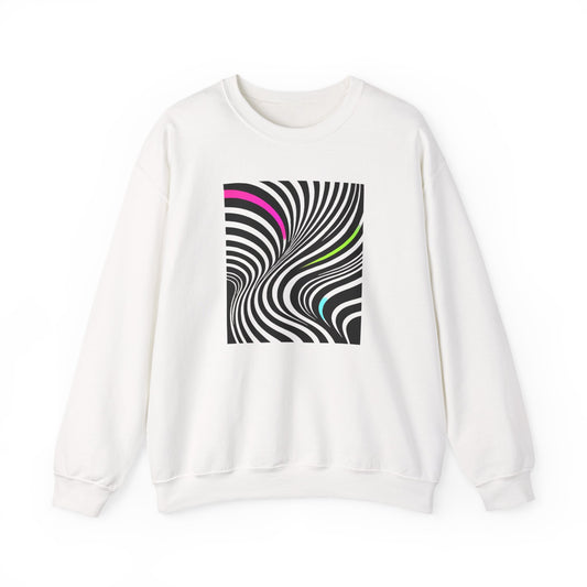 Striped Crewneck Sweatshirt - Modern Luxury Black-and-White Neon Design