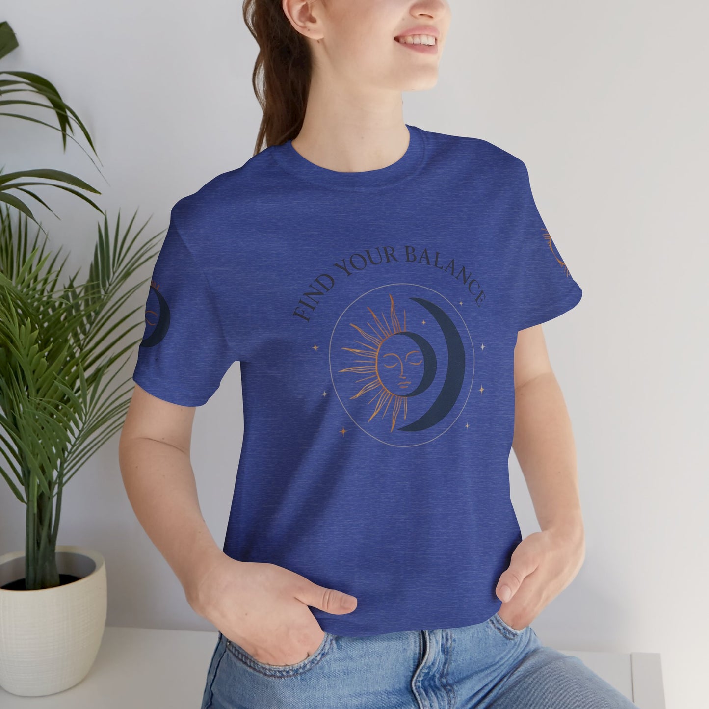 Find Your Balance Tee — Sun & Moon Spiritual Graphic T-Shirt