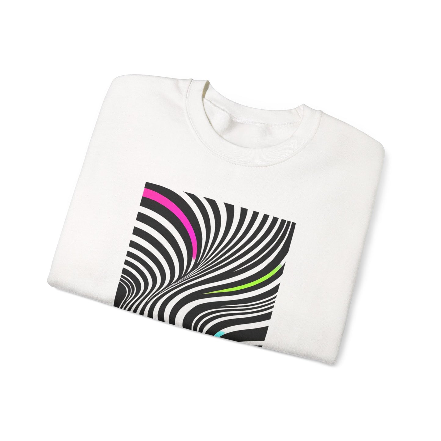 Striped Crewneck Sweatshirt - Modern Luxury Black-and-White Neon Design