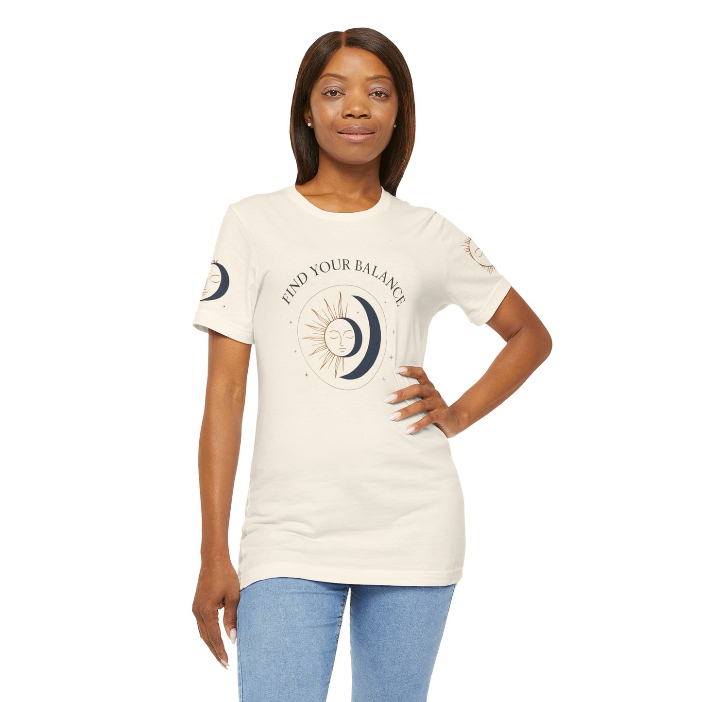 Find Your Balance Tee — Sun & Moon Spiritual Graphic T-Shirt