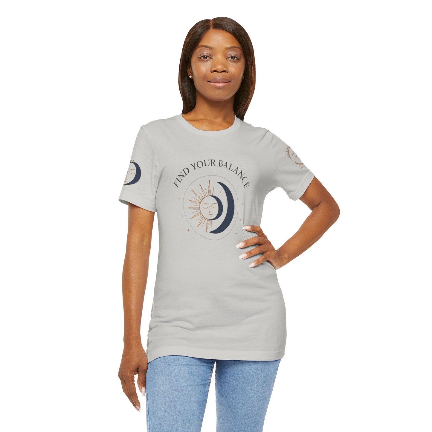 Find Your Balance Tee — Sun & Moon Spiritual Graphic T-Shirt