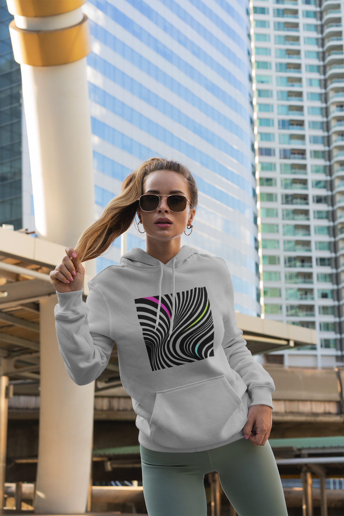 Modern Stripes Neon Pop Hoodie
