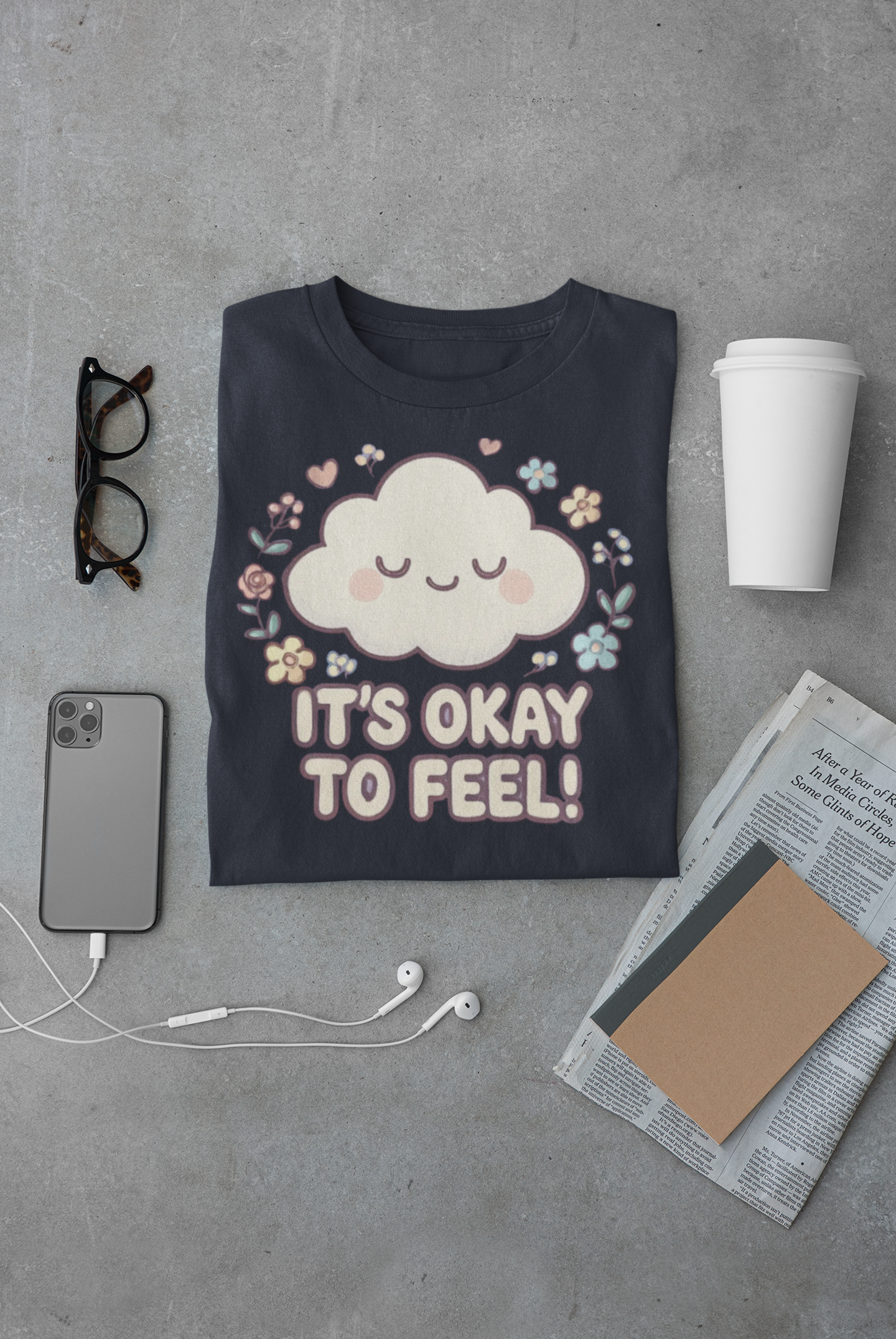 Its Okay to Feel! Cloud & Floral Tee