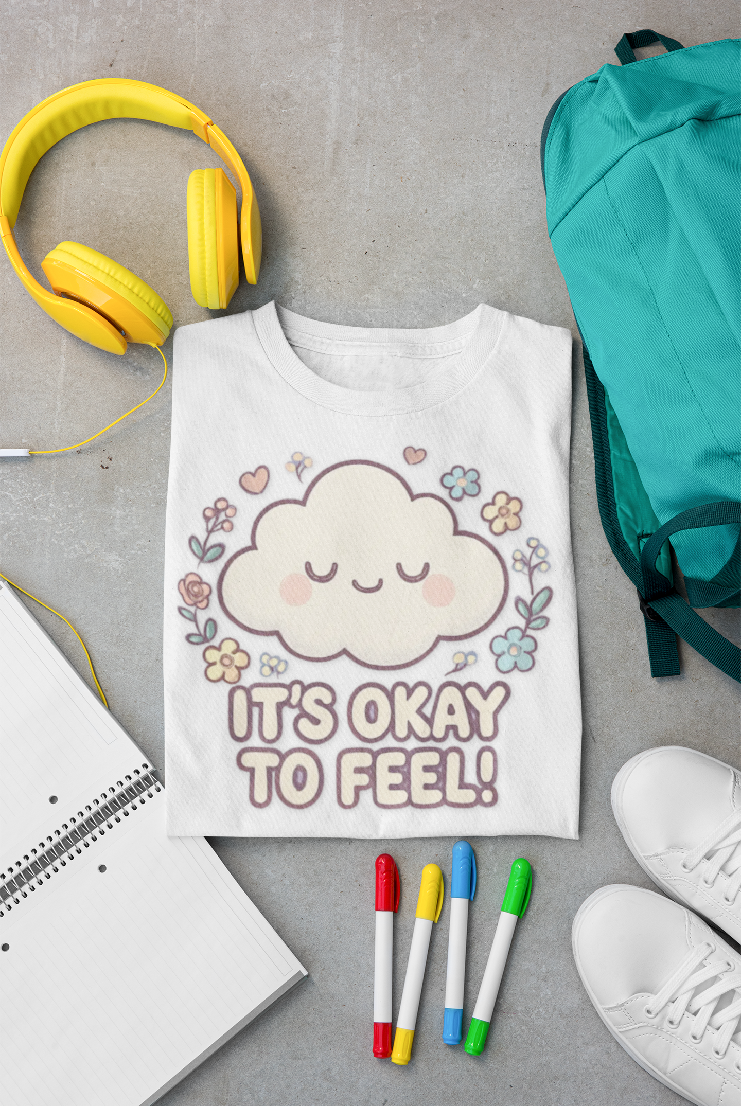 Its Okay to Feel! Cloud & Floral Tee