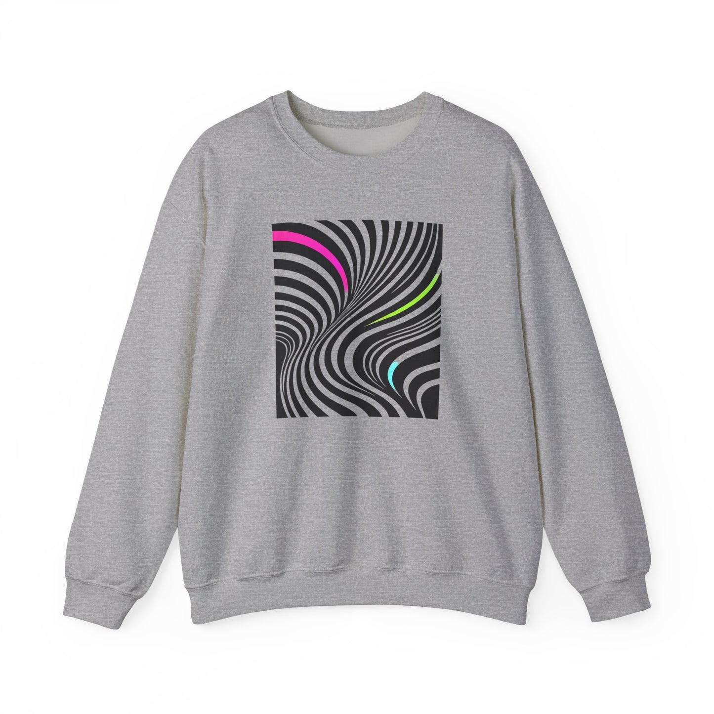 Striped Crewneck Sweatshirt - Modern Luxury Black-and-White Neon Design