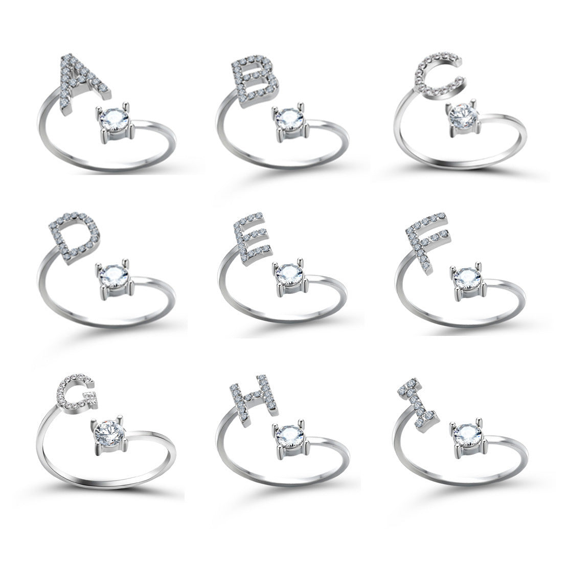 New Design Adjustable 26 Initial Letter Ring Fashion Jewelry For Women