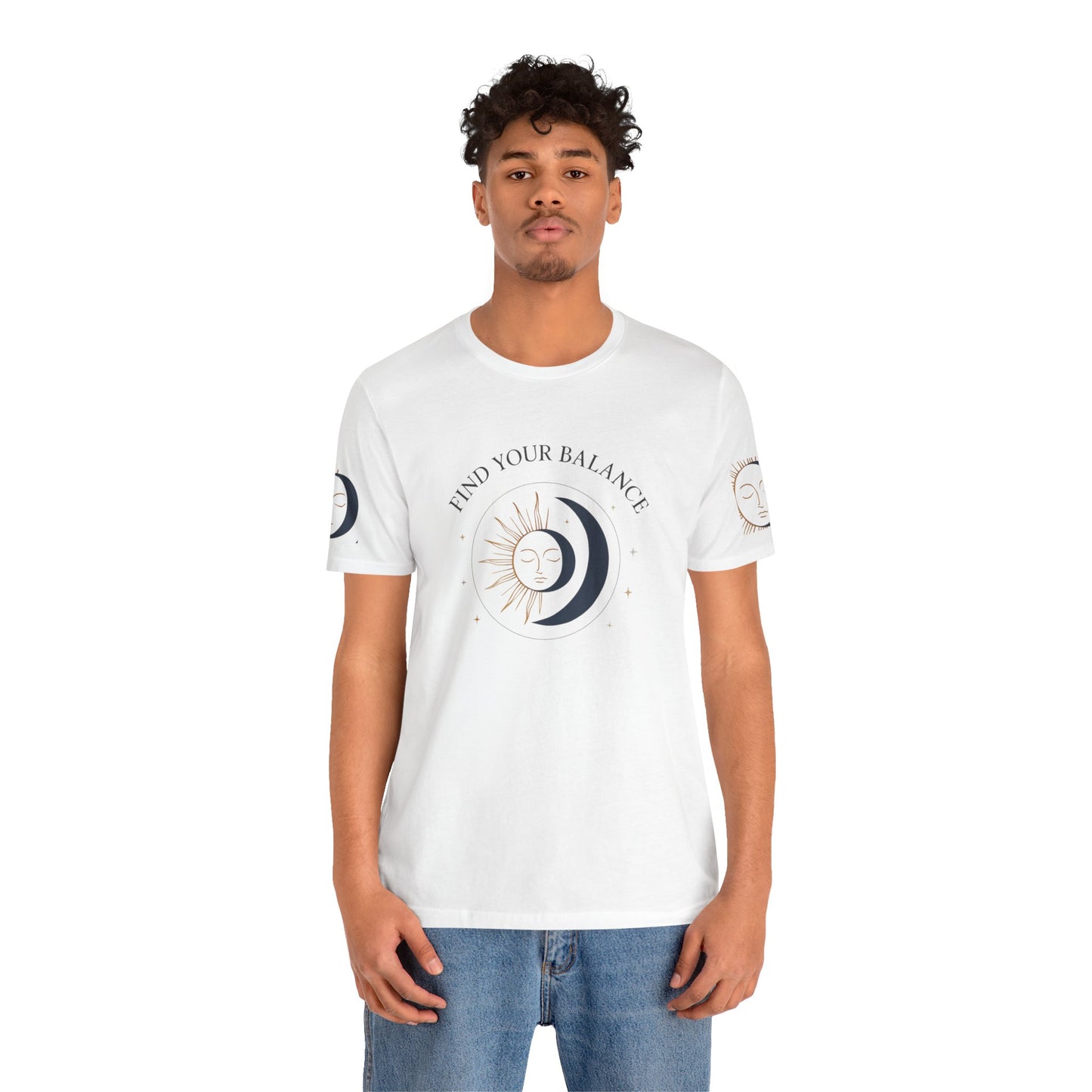 Find Your Balance Tee — Sun & Moon Spiritual Graphic T-Shirt
