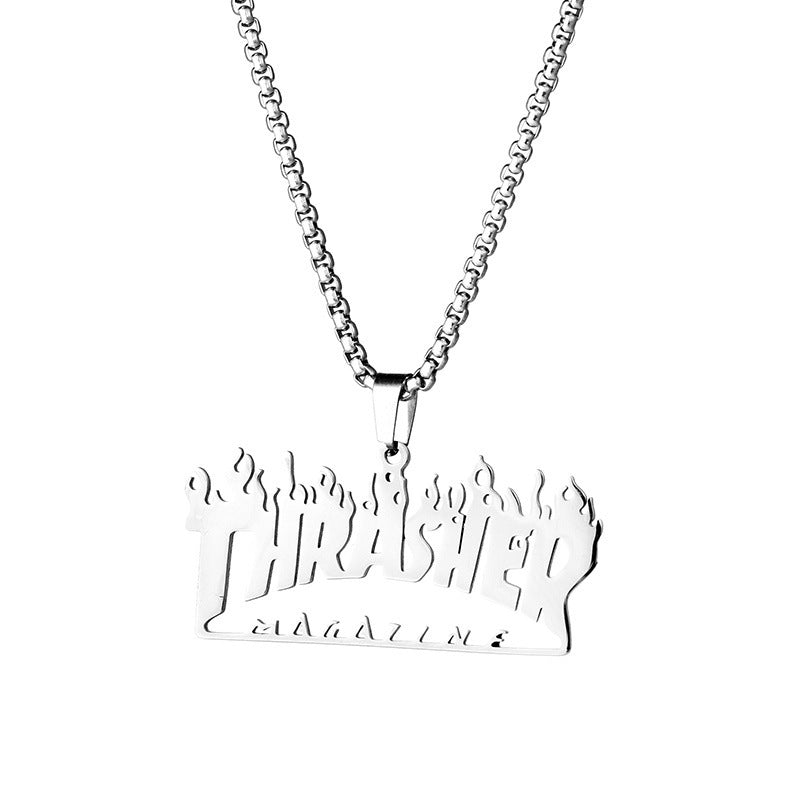 Thrasher Logo Necklace – Blue & Silver