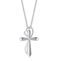 Heart-Shaped Cross Necklace – White Gold or Silver Electroplated