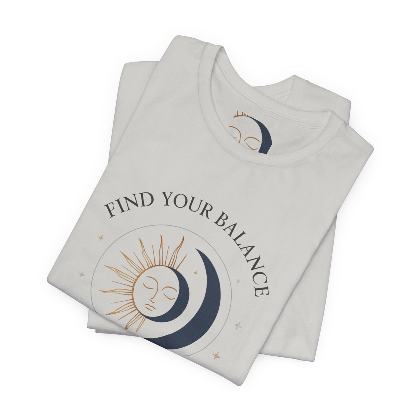 Find Your Balance Tee — Sun & Moon Spiritual Graphic T-Shirt