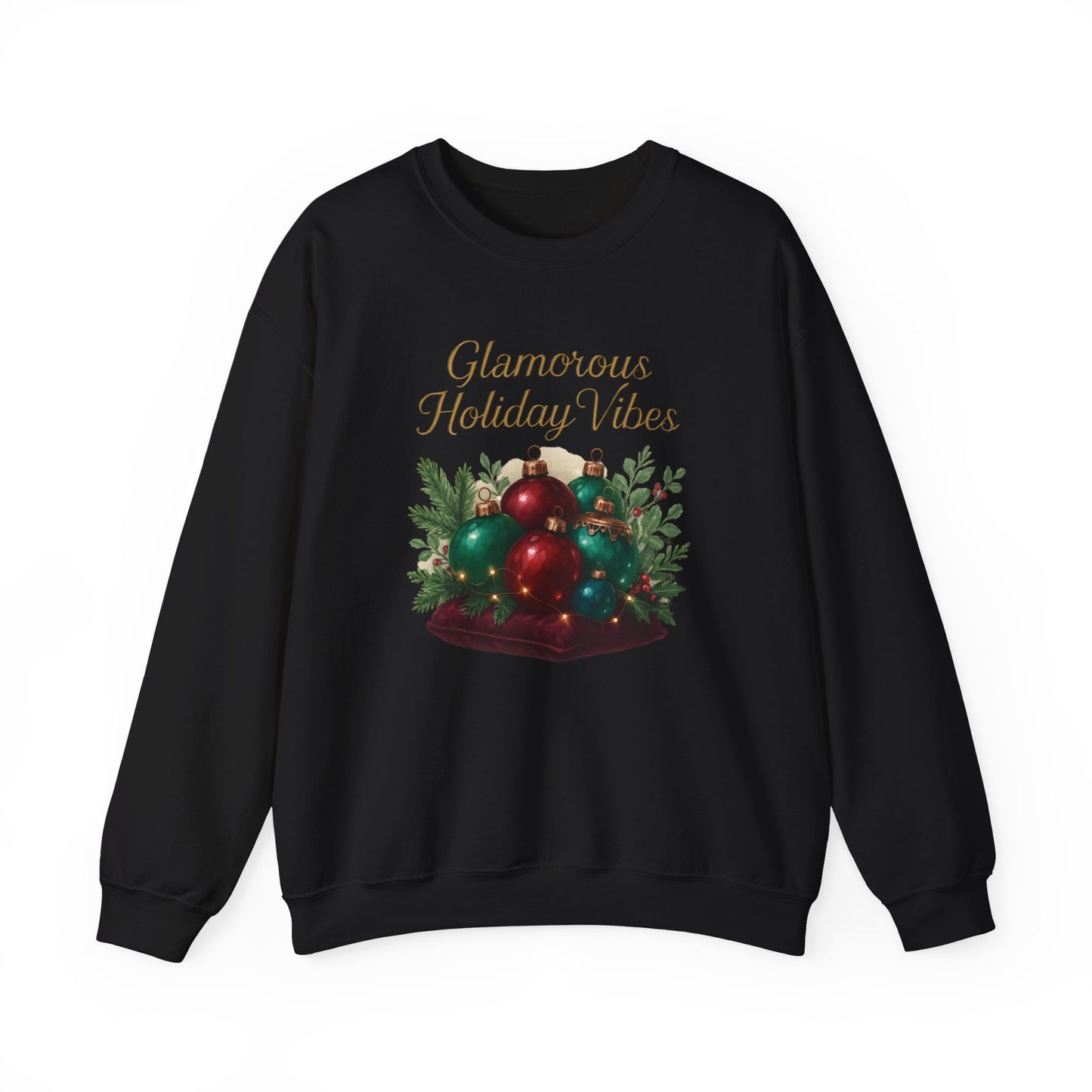 Holiday Crewneck Sweatshirt - 'Glamorous Holiday Vibes' Christmas Ornament Design