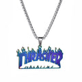 Thrasher Logo Necklace – Blue & Silver