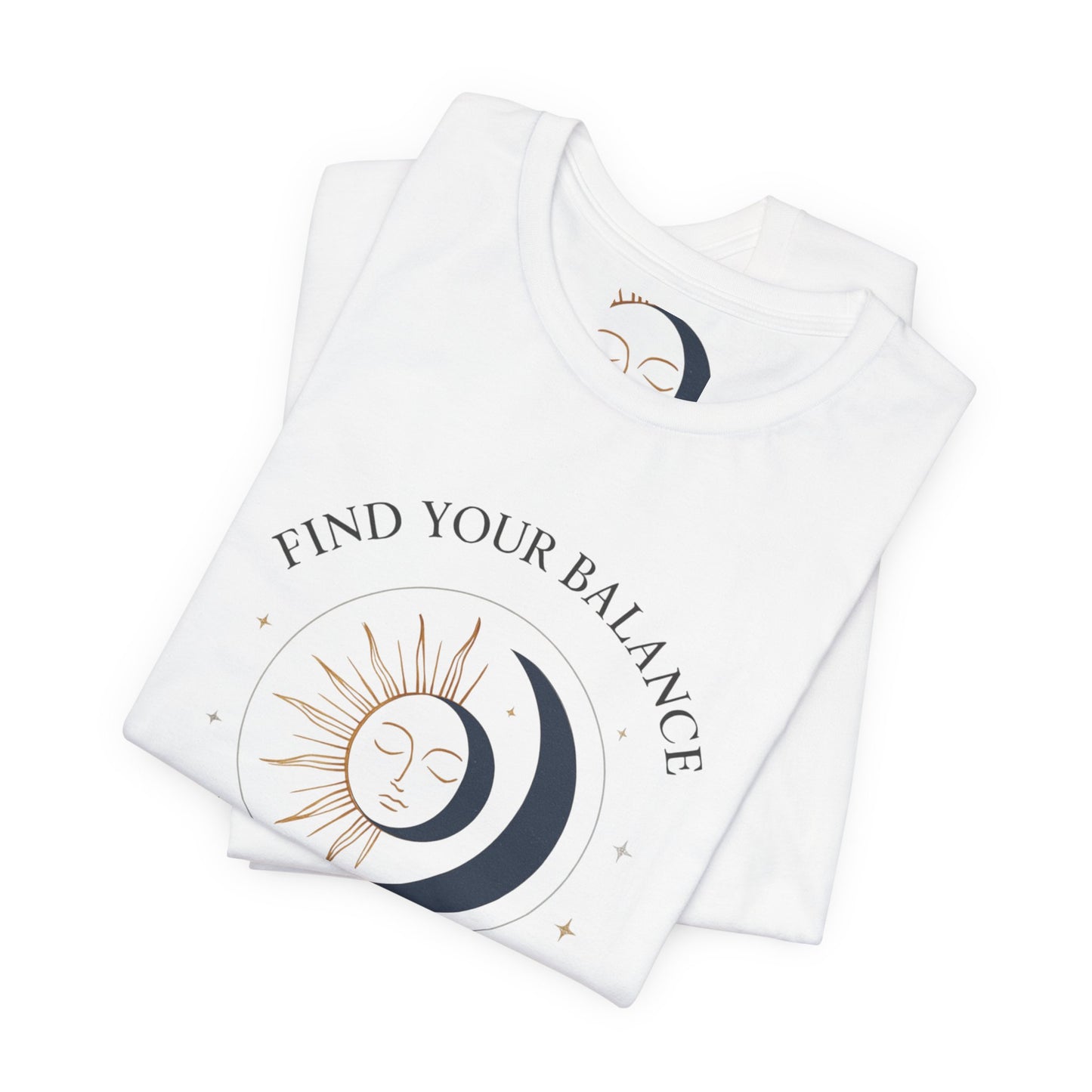 Find Your Balance Tee — Sun & Moon Spiritual Graphic T-Shirt