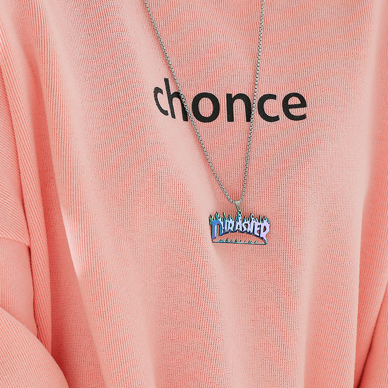 Thrasher Logo Necklace – Blue & Silver