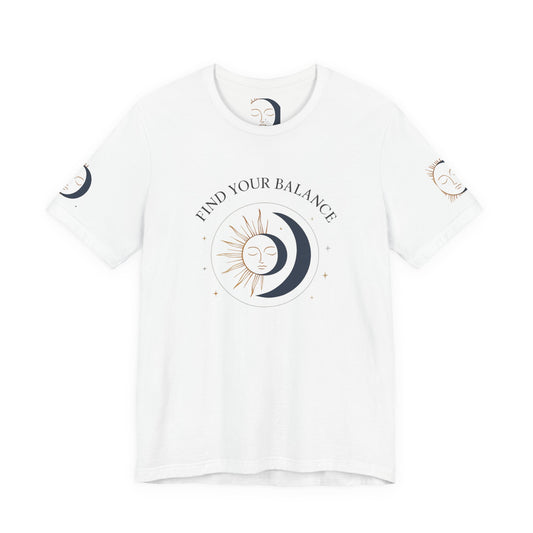 Find Your Balance Tee — Sun & Moon Spiritual Graphic T-Shirt