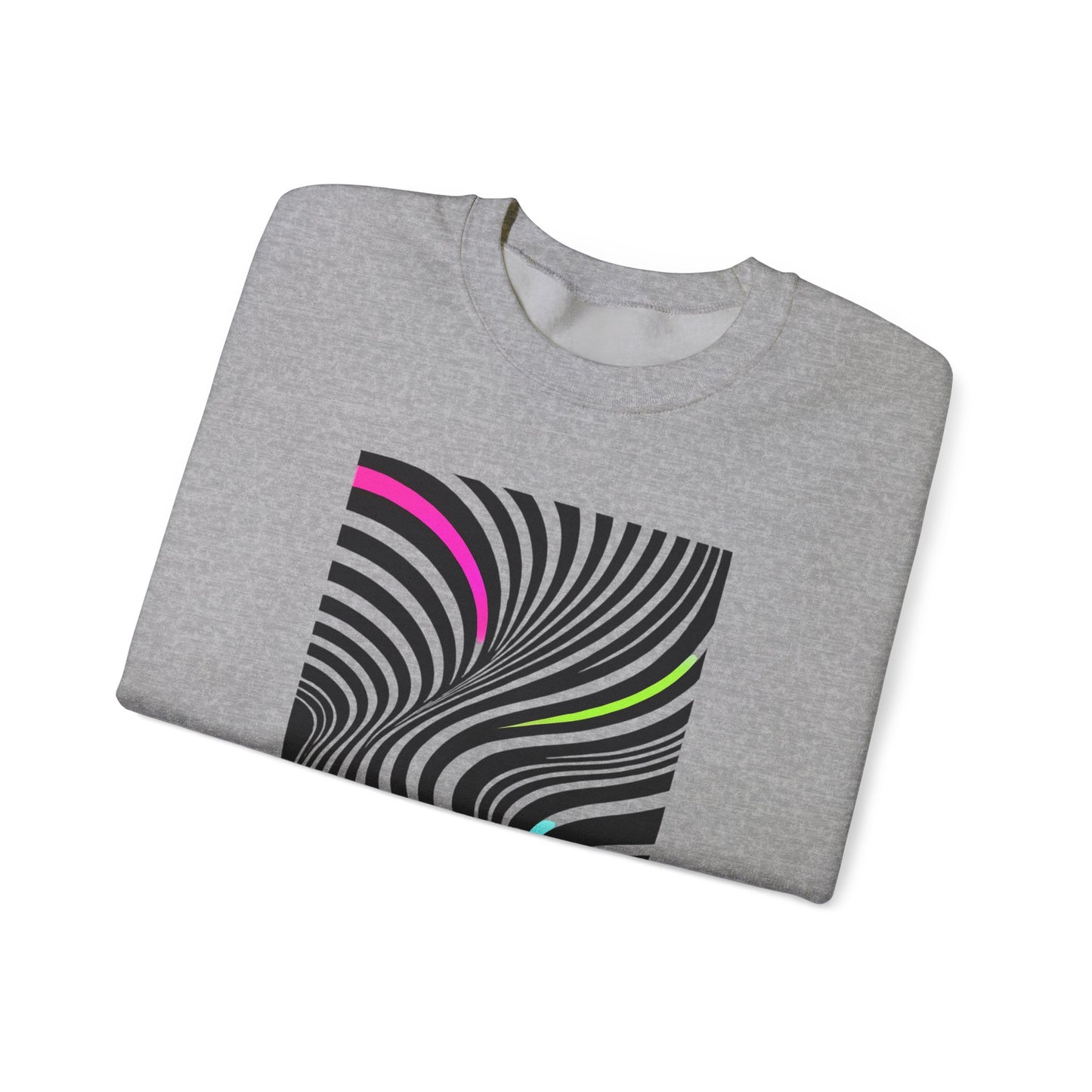Striped Crewneck Sweatshirt - Modern Luxury Black-and-White Neon Design