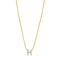 14K Yellow Gold Mini Diamond H Initial Pendant Necklace