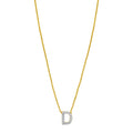 14K Yellow Gold Mini Diamond D Initial Pendant Necklace