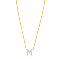 14K Yellow Gold Mini Diamond M Initial Pendant Necklace