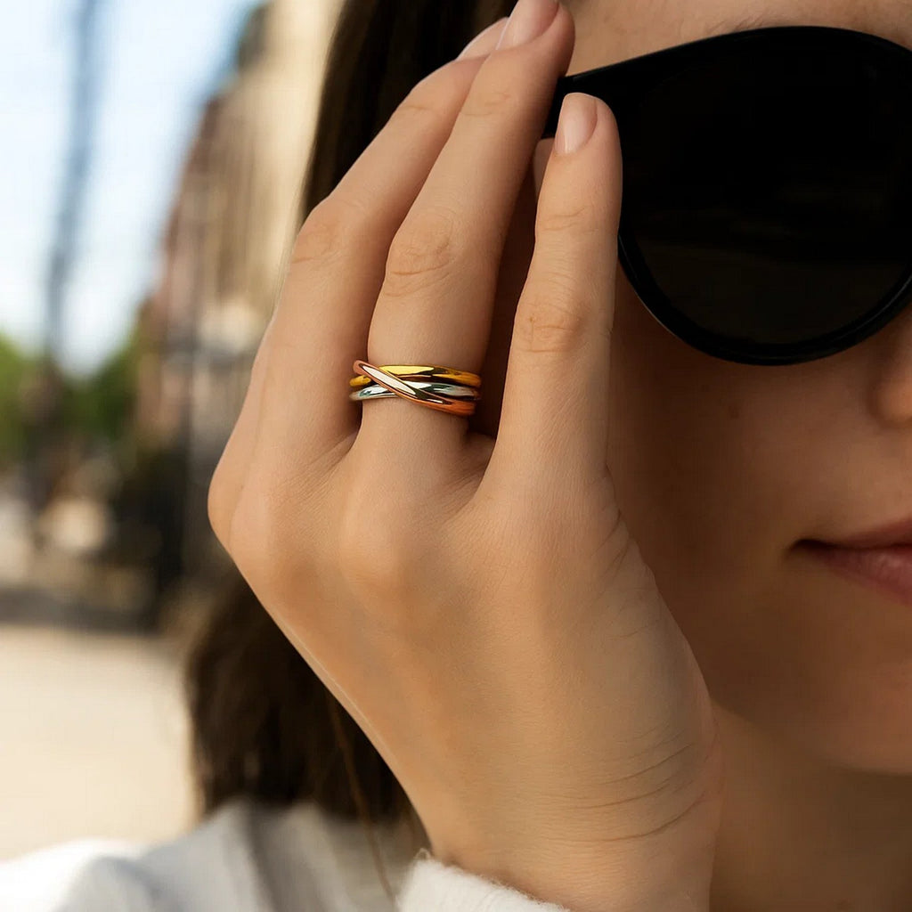 14k Tri Color Gold Twist Style Ring (2.50 mm)