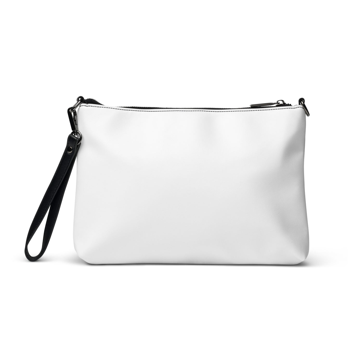 Lips design crossbody bag in premium faux leather with removable strap and zip-top closure.