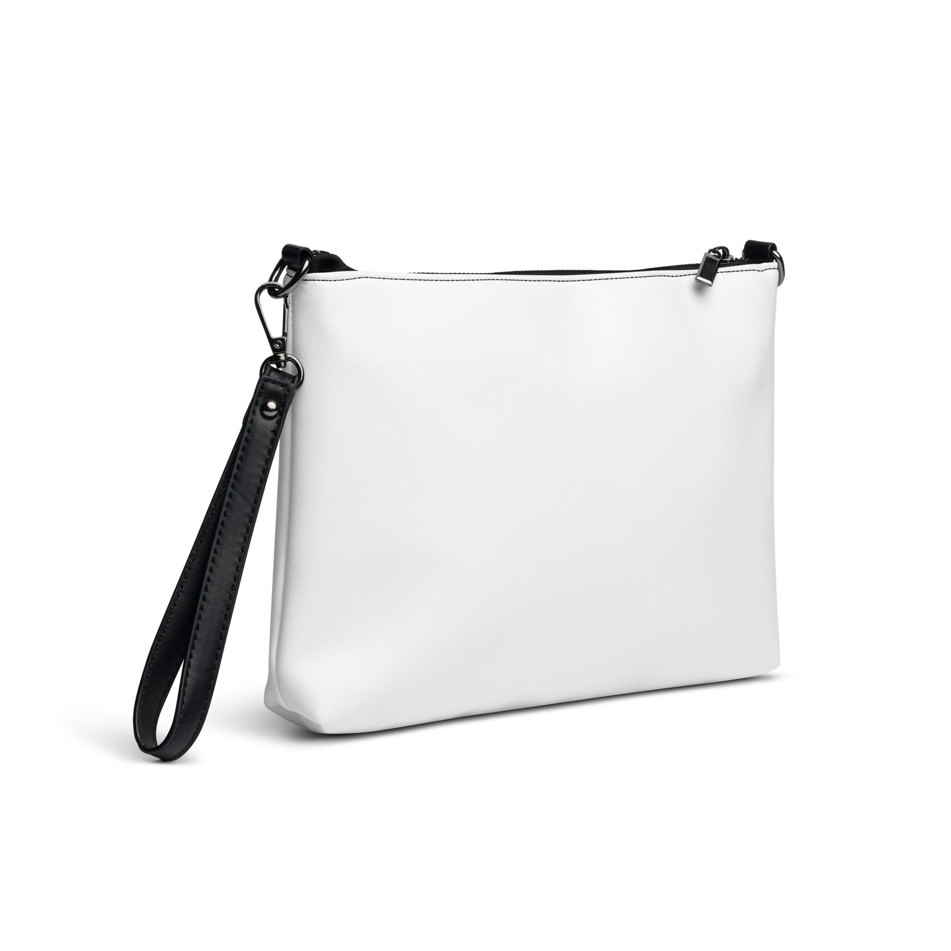 Lips design crossbody bag in premium faux leather with bold graphic and sleek dark hardware.