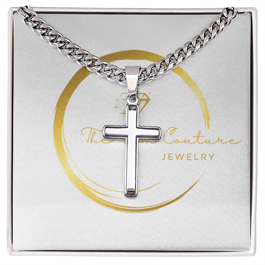 Cuban Link Necklace with Engravable Cross