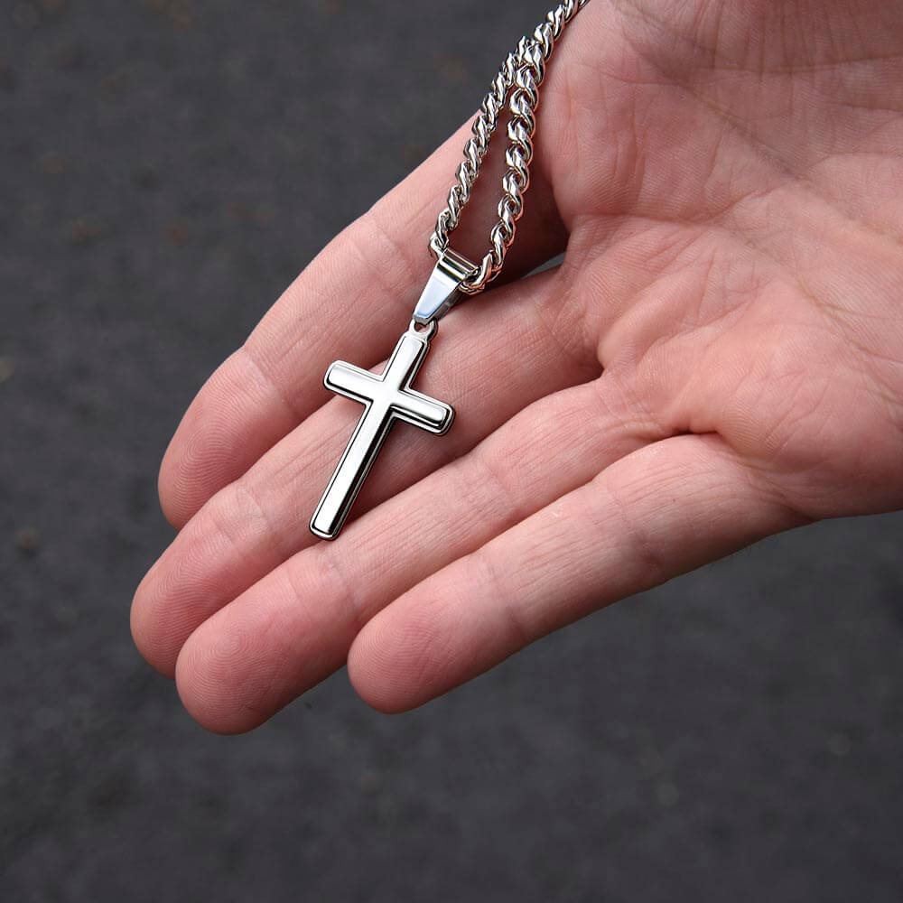 Cuban Link Necklace with Engravable Cross