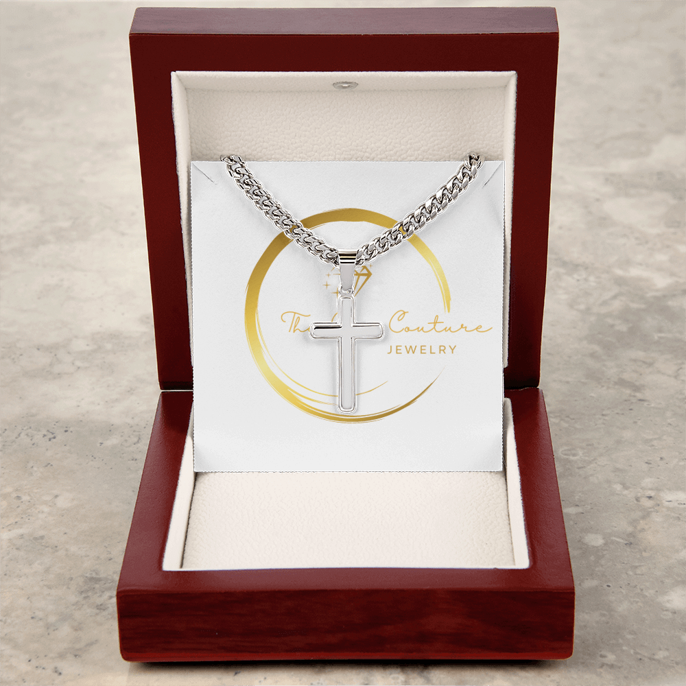 Cuban Link Necklace with Engravable Cross
