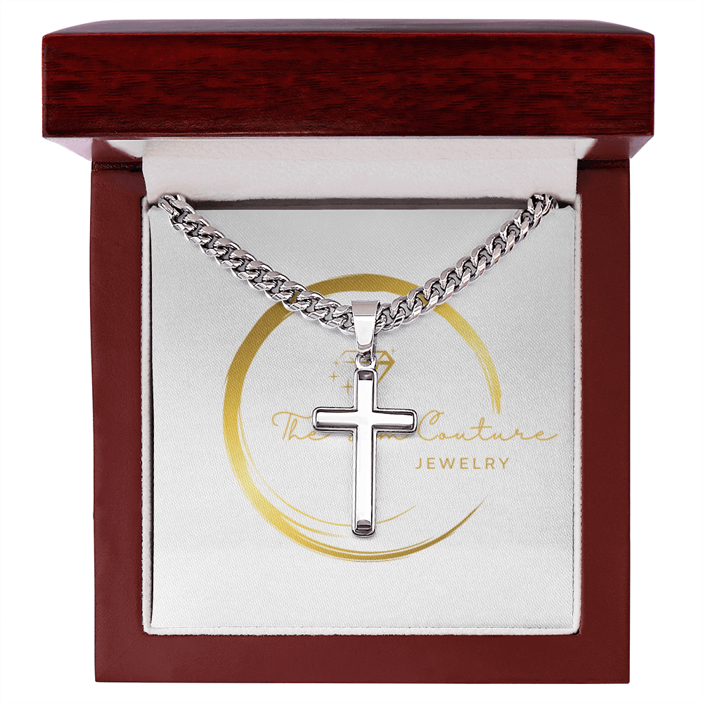 Cuban Link Necklace with Engravable Cross
