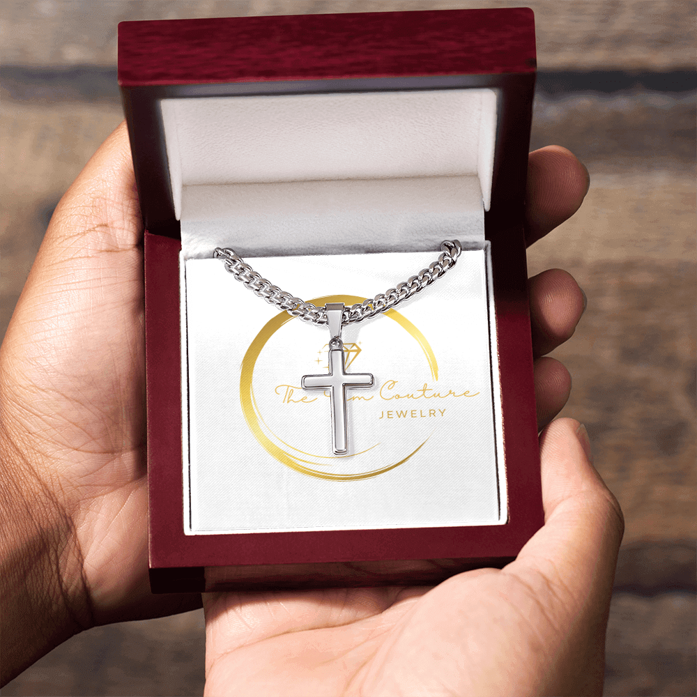 Cuban Link Necklace with Engravable Cross