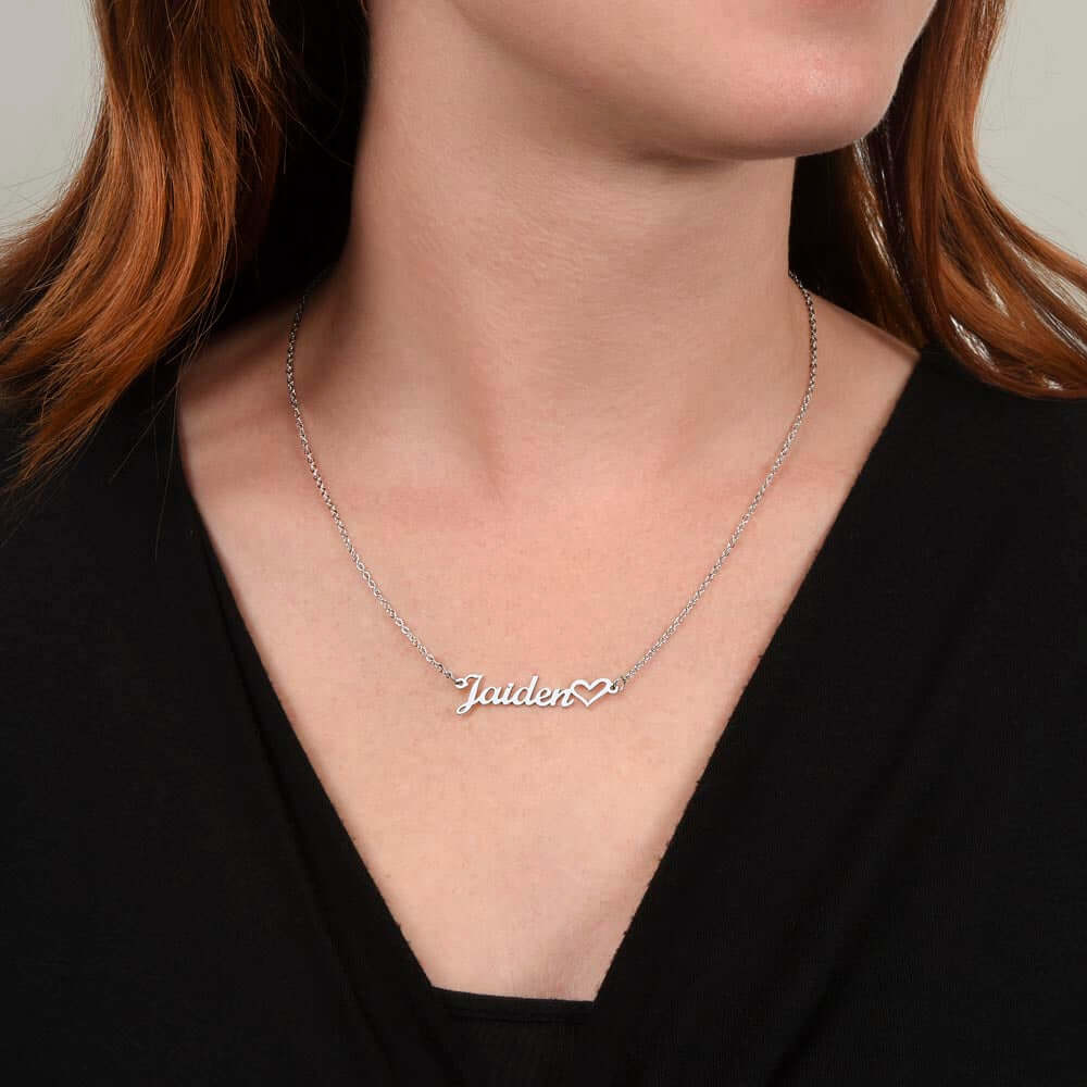 Handcrafted Heart Charm Necklace with Personalized Name