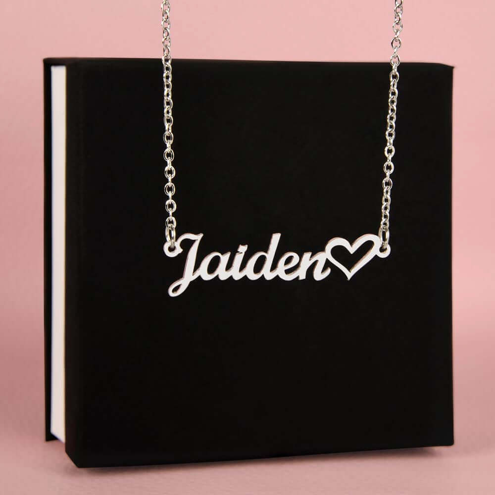 Handcrafted Heart Charm Necklace with Personalized Name