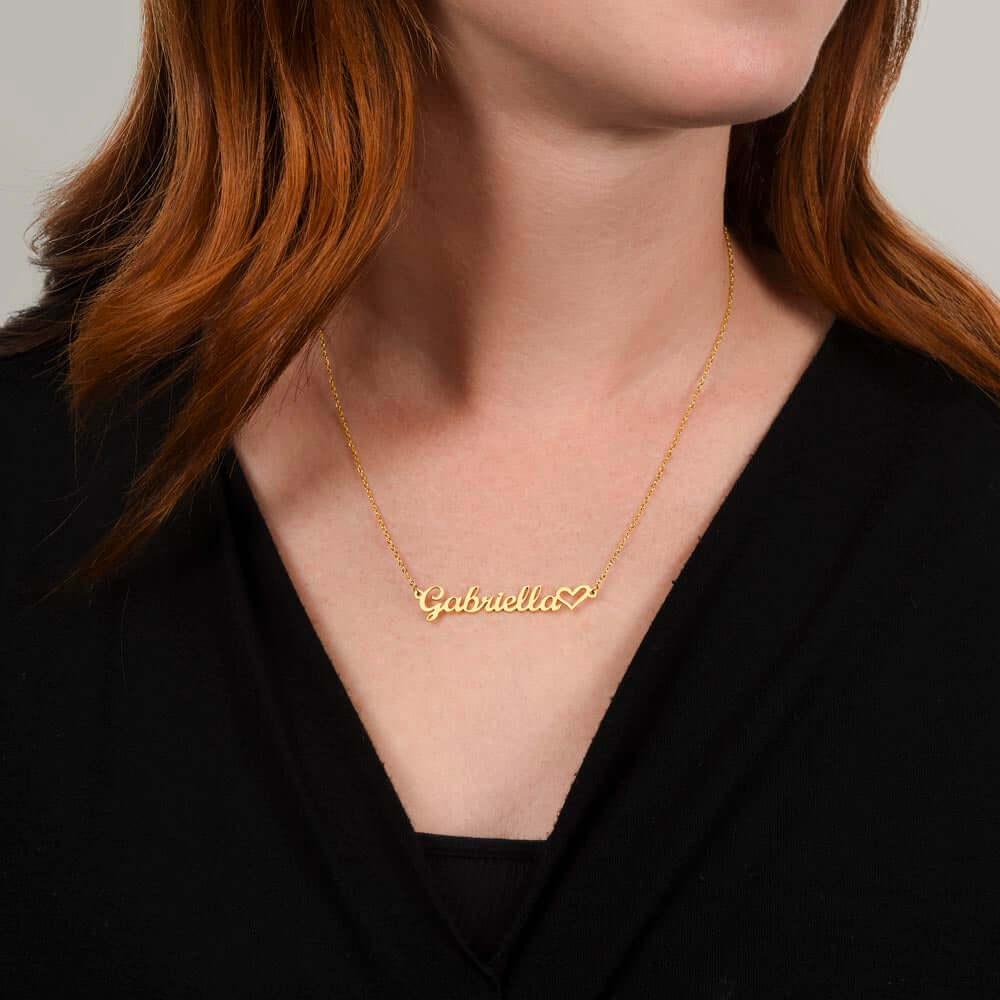 Handcrafted Heart Charm Necklace with Personalized Name