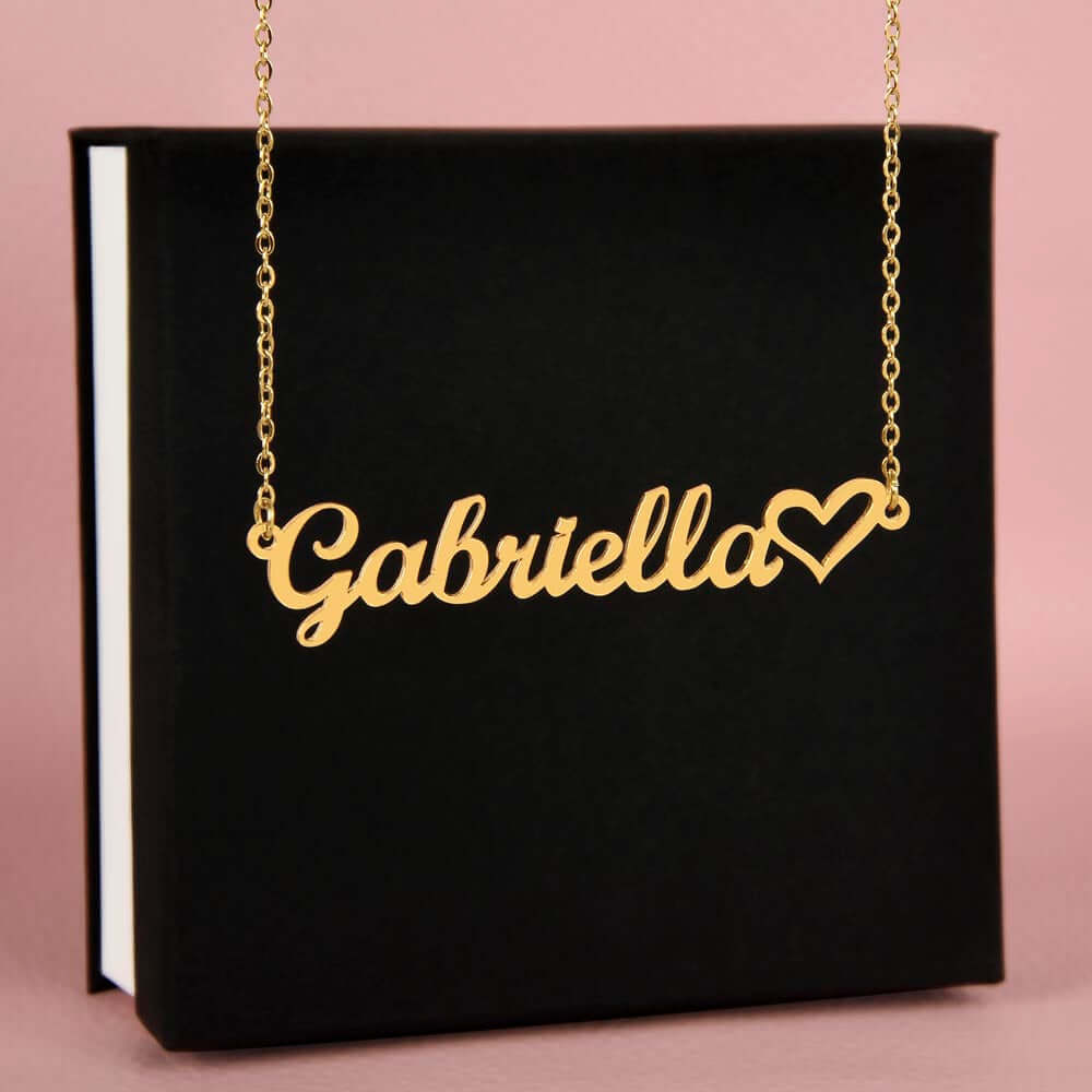 Handcrafted Heart Charm Necklace with Personalized Name