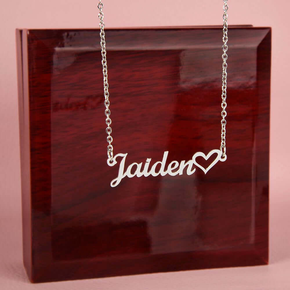 Handcrafted Heart Charm Necklace with Personalized Name