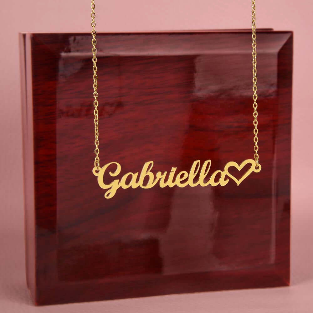Handcrafted Heart Charm Necklace with Personalized Name