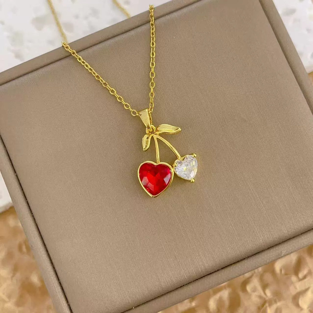 Cherry Bliss Pendant – Elegant Fade-Resistant Necklace