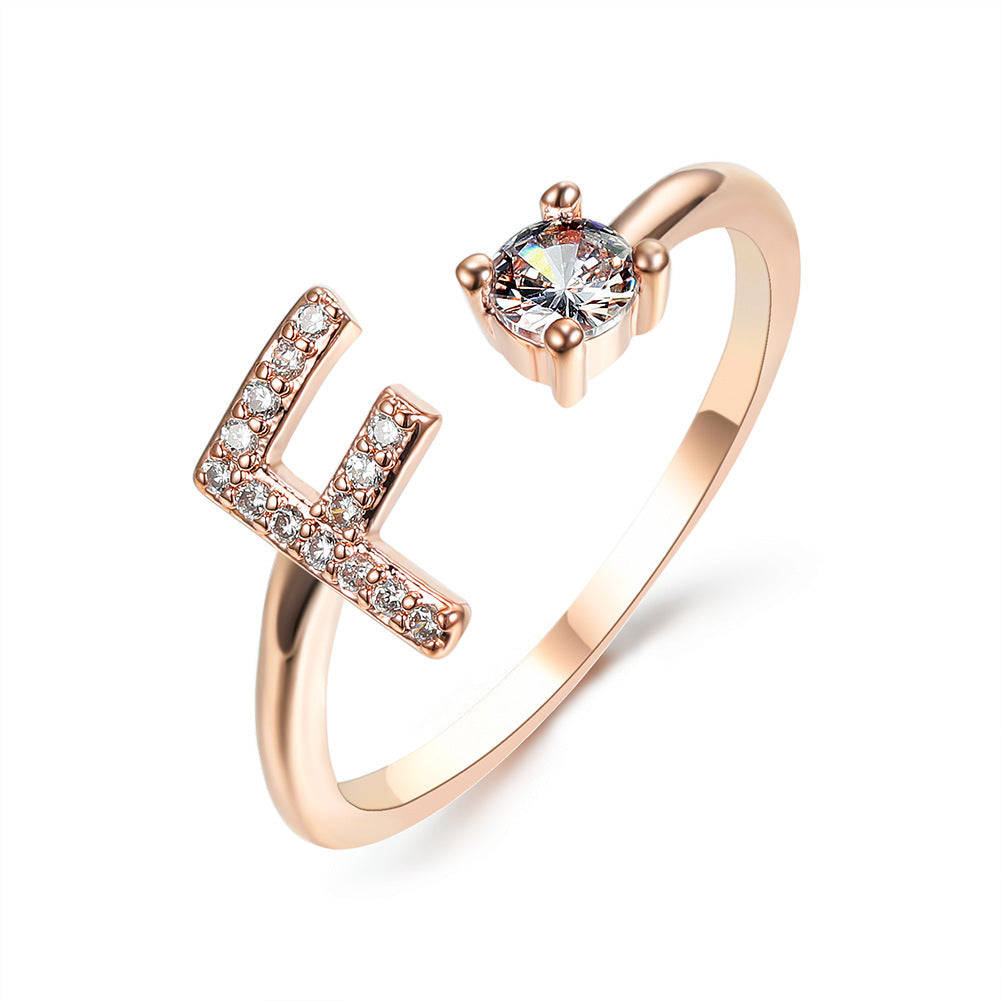 New Design Adjustable 26 Initial Letter Ring Fashion Jewelry For Women