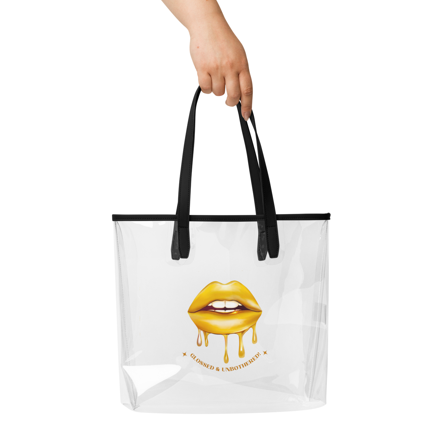 Glossed & Unbothered Clear Tote Bag