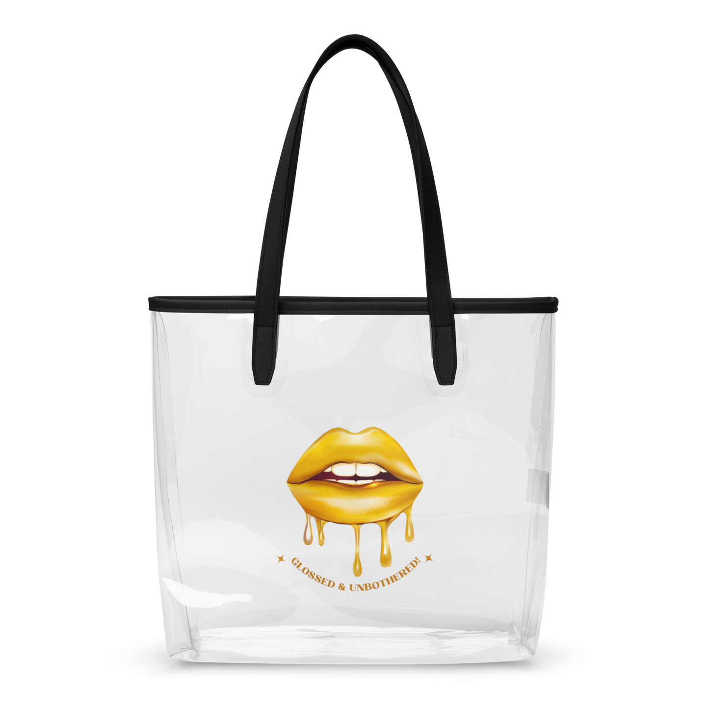 Glossed & Unbothered Clear Tote Bag