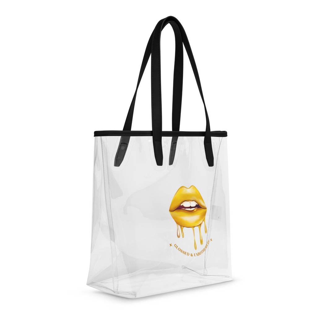 Glossed & Unbothered Clear Tote Bag